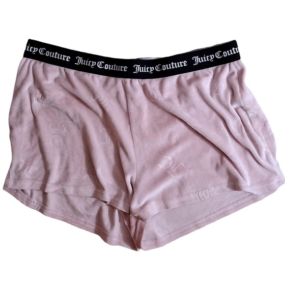 Juicy Couture Pink Velour Logo Sleep Shorts Womens Large 1751-47 Loungewear - Picture 2 of 6